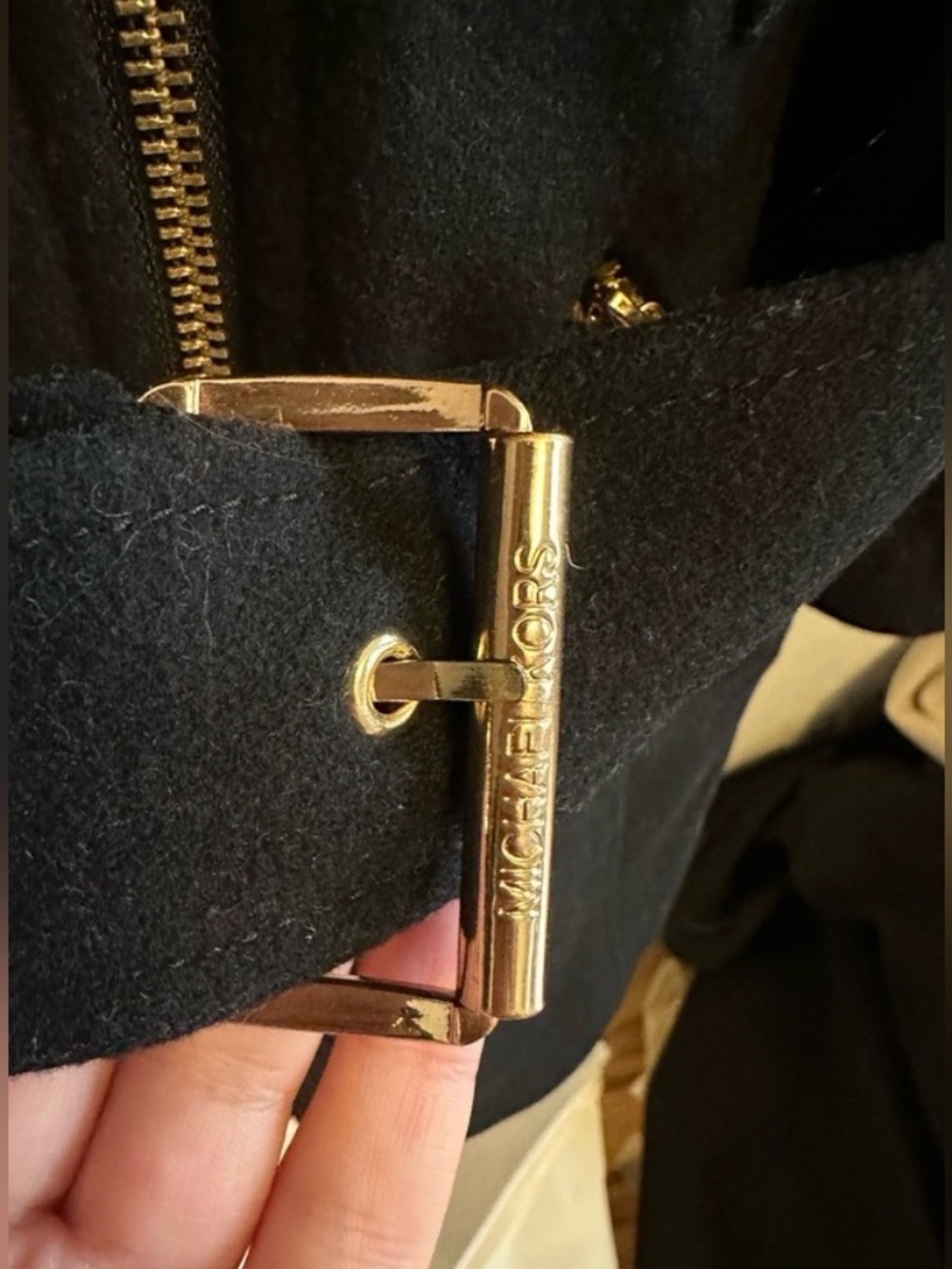 MICHAEL Michael Kors Black Asymmetrical Zip Trench Coat